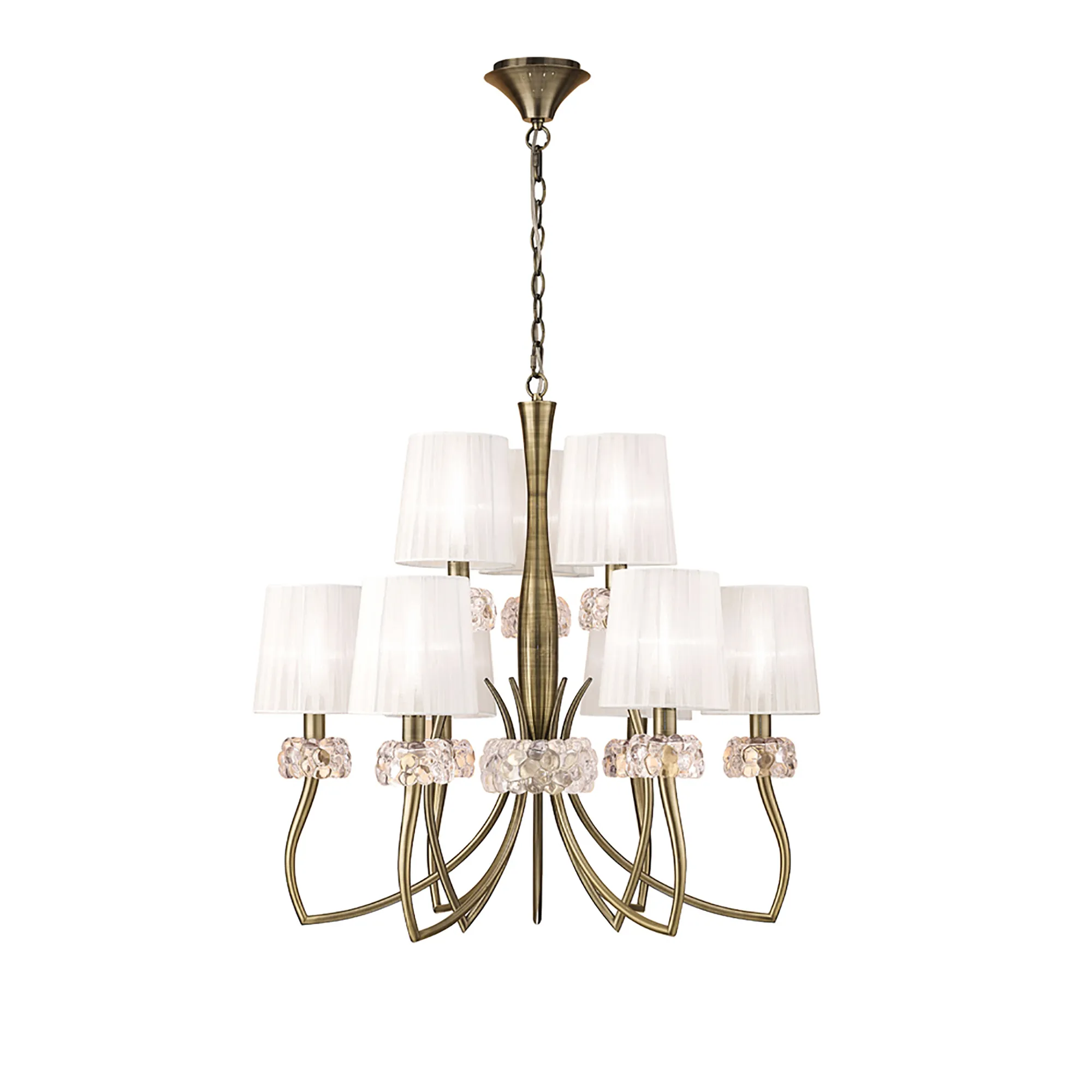 Loewe Antique Brass-White Ceiling Lights Mantra Multi Arm Fittings